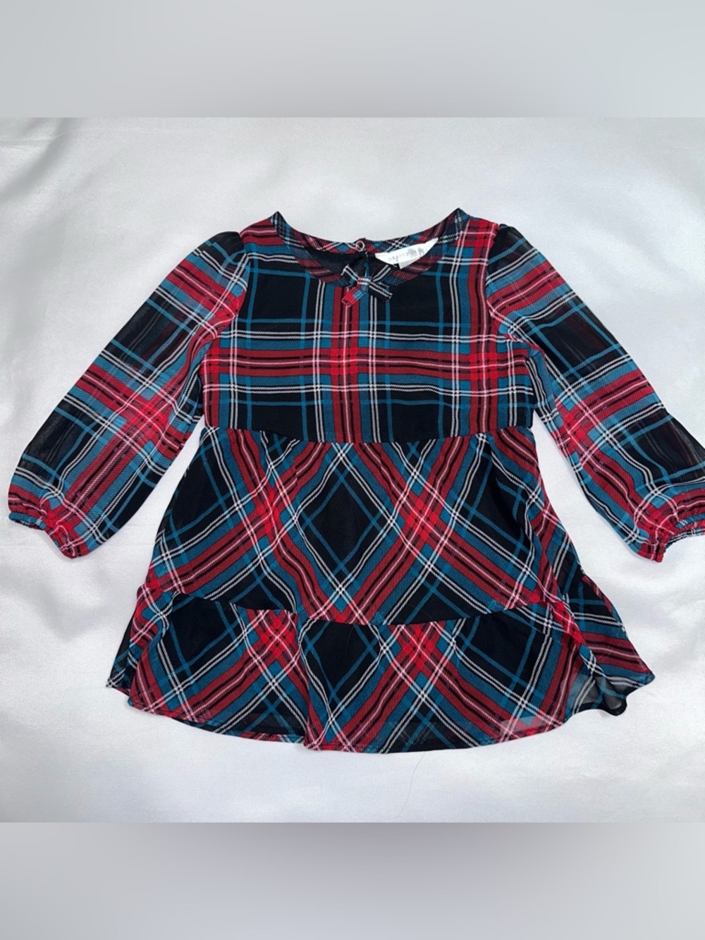 Draper James Girls Plaid Tiered Long Sleeve Holiday dress size 2T